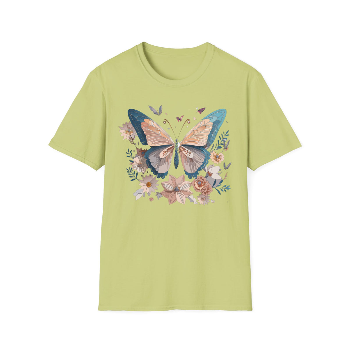 Butterfly Floral T-Shirt — Vintage Boho Nature Graphic Tee Unisex 100 Cotton Gildan T-Shirt