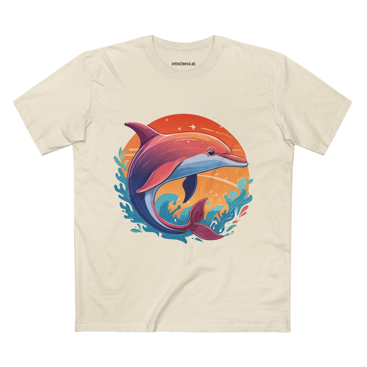 Dolphin Art Shirt for Men and Women Unisex Premium Cotton Tee Featuring Marine Life Illustration by Retro2Nova Collection