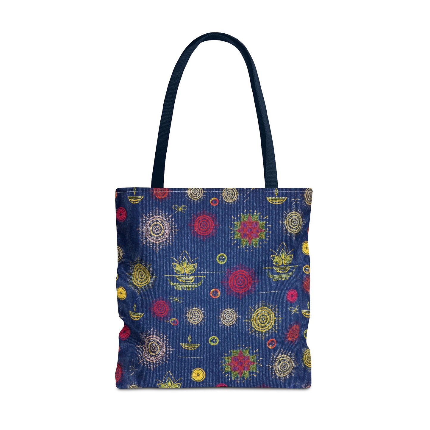 Diwali Graphic Denim Fabric Imitation Print Unisex Canvas Bag Poly Spun 3 Sizes Tote Bag 205-26