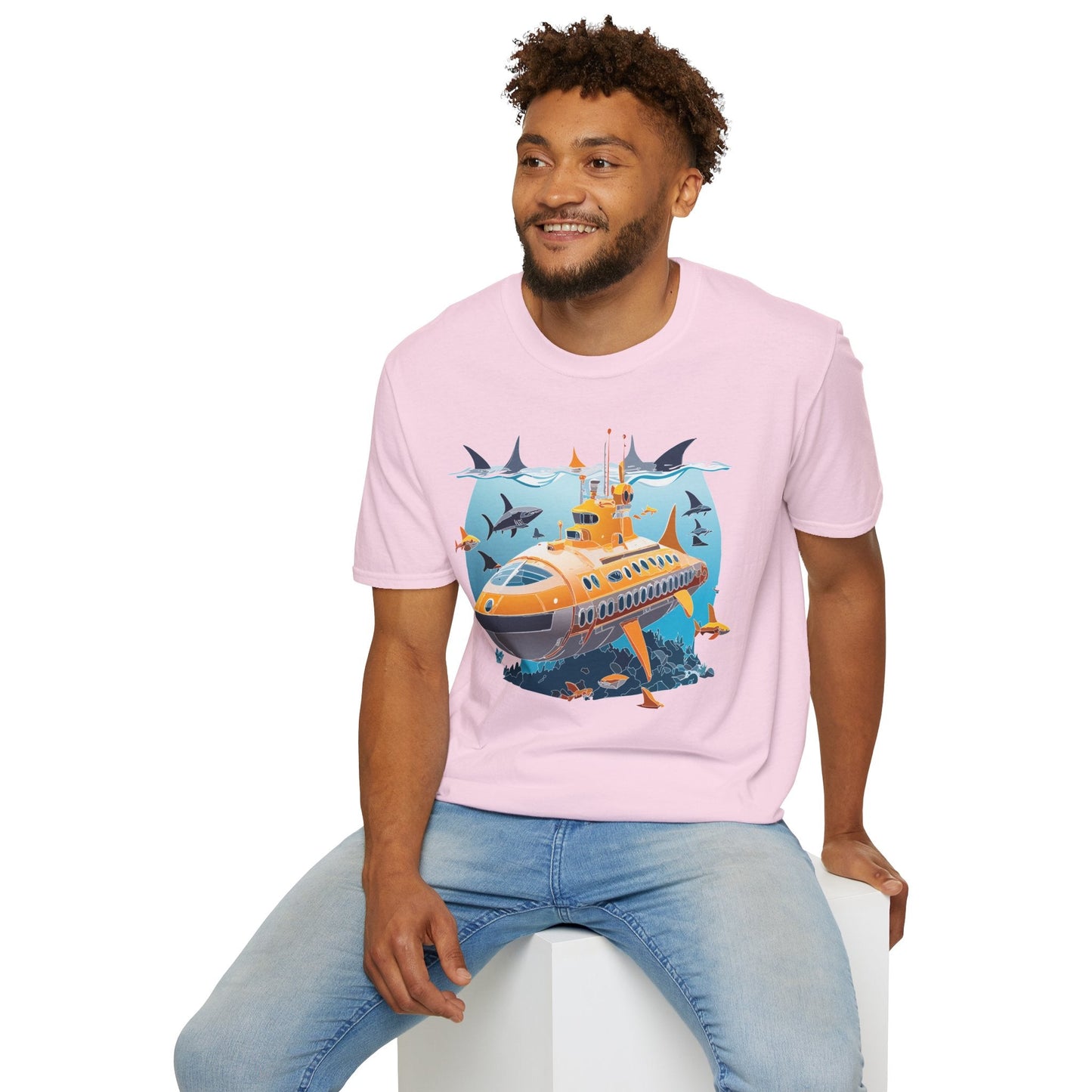 Ocean Themed Unisex Gildan Softstyle 64000 Short Sleeve T Shirt With Ocean Art Design