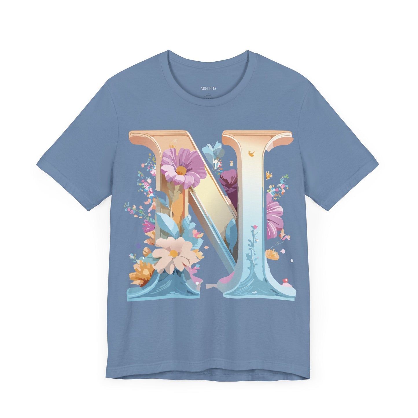 Letter N Shirt Unisex Graphic Tee By Adelpha Vintage Inspired Artwork Short Sleeve