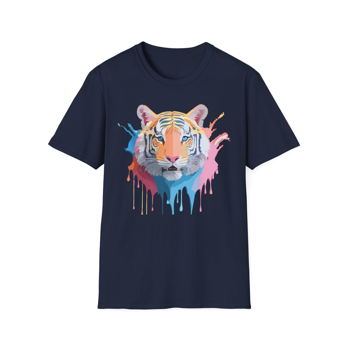 Colorful Tiger Portrait T-Shirt | Watercolor Drip Animal Tee