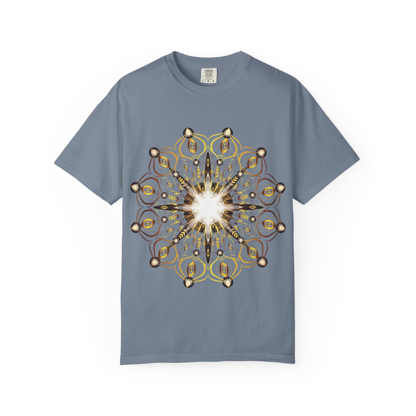 Unisex Garment Dyed Cotton T-Shirt with Mandala Graphic Design