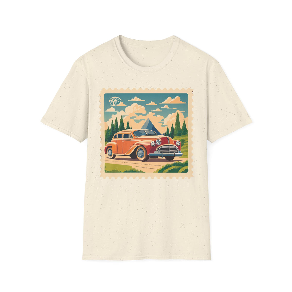 Vintage Road Trip Car T-Shirt | Retro Camper Scenic Stamp Graphic Tee Unisex 100 Cotton Gildan T-Shirt
