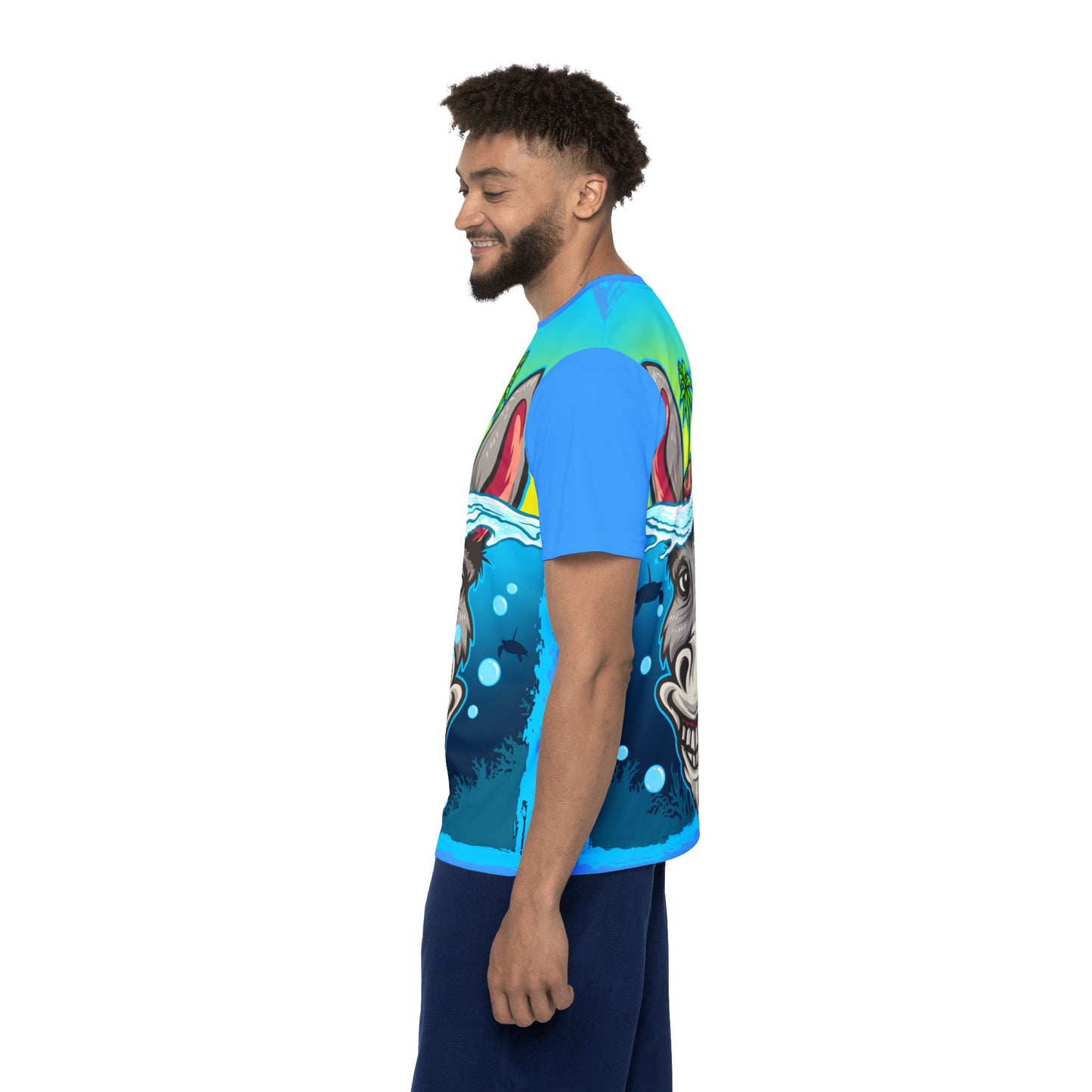 63 Unisex Poly T-Shirt with Cartoon Graphic Design