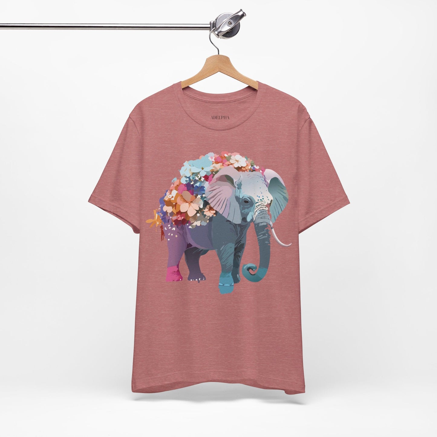 Adelpha Elephant Graphic Tee Unisex Short Sleeve Vintage Inspired Art Design Collection