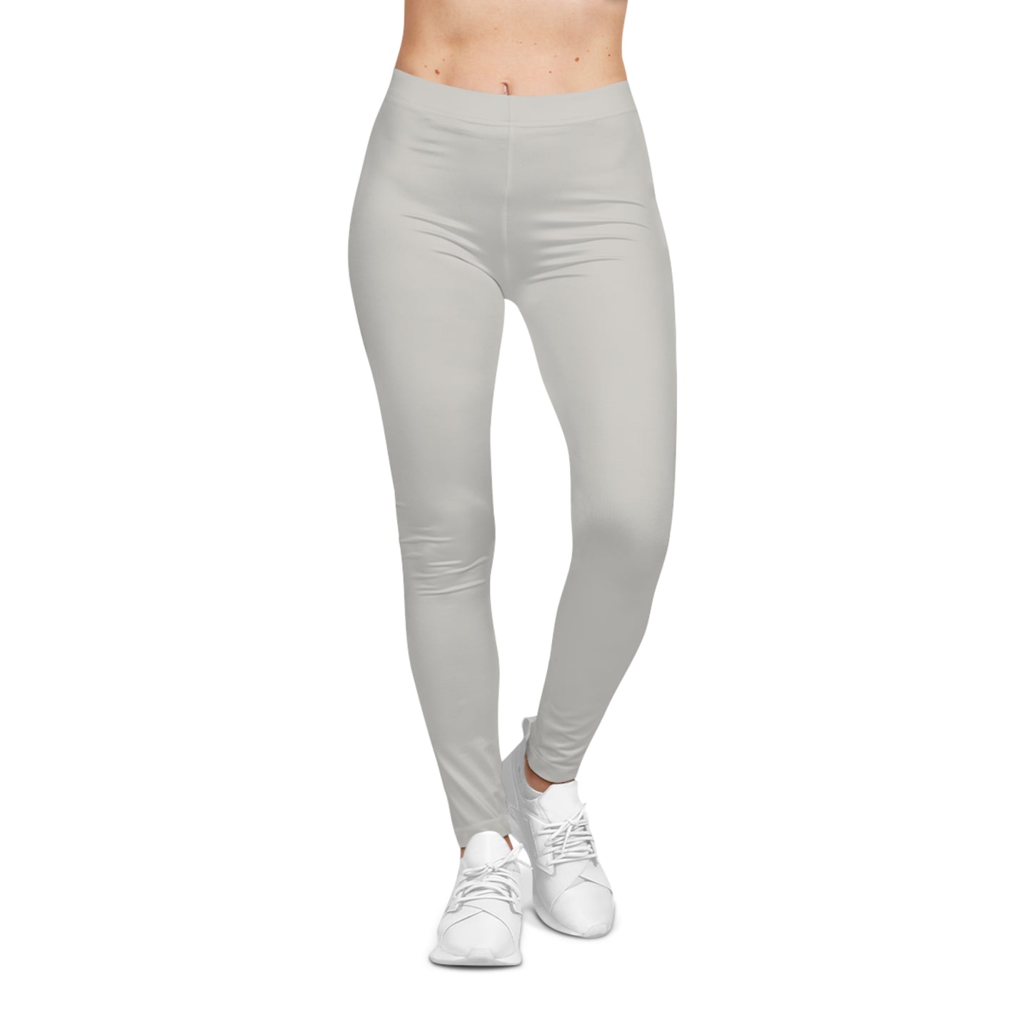Dust Grey Color Women's Poly-Span Casual Leggings Print Everyday Activewear Pants