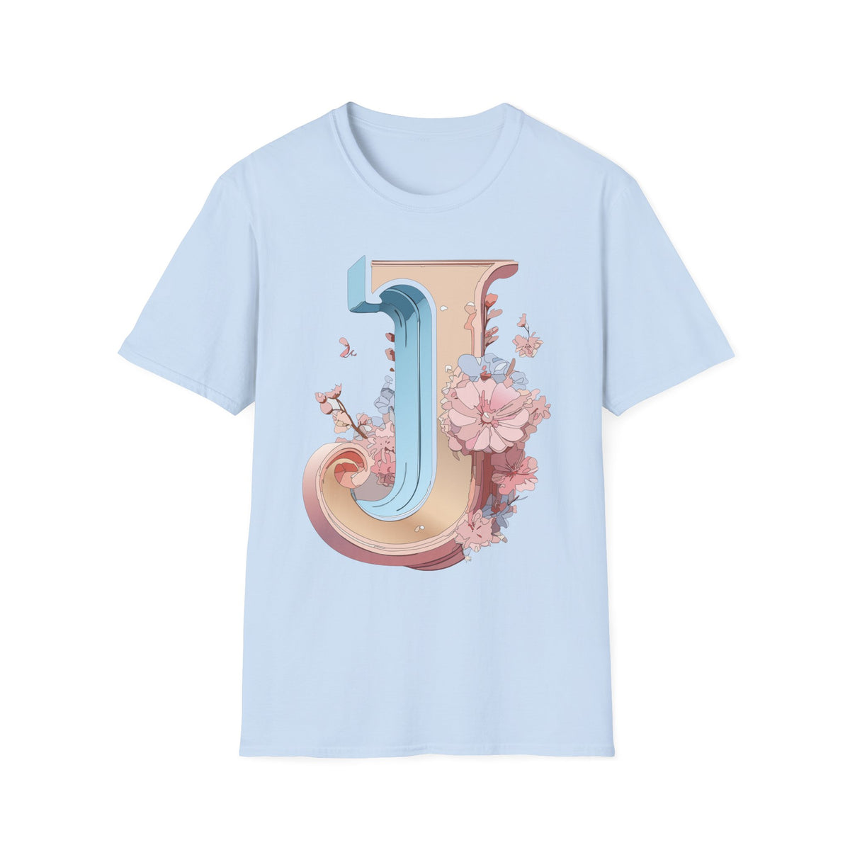 Floral Letter J T-Shirt | Botanical Monogram Tee