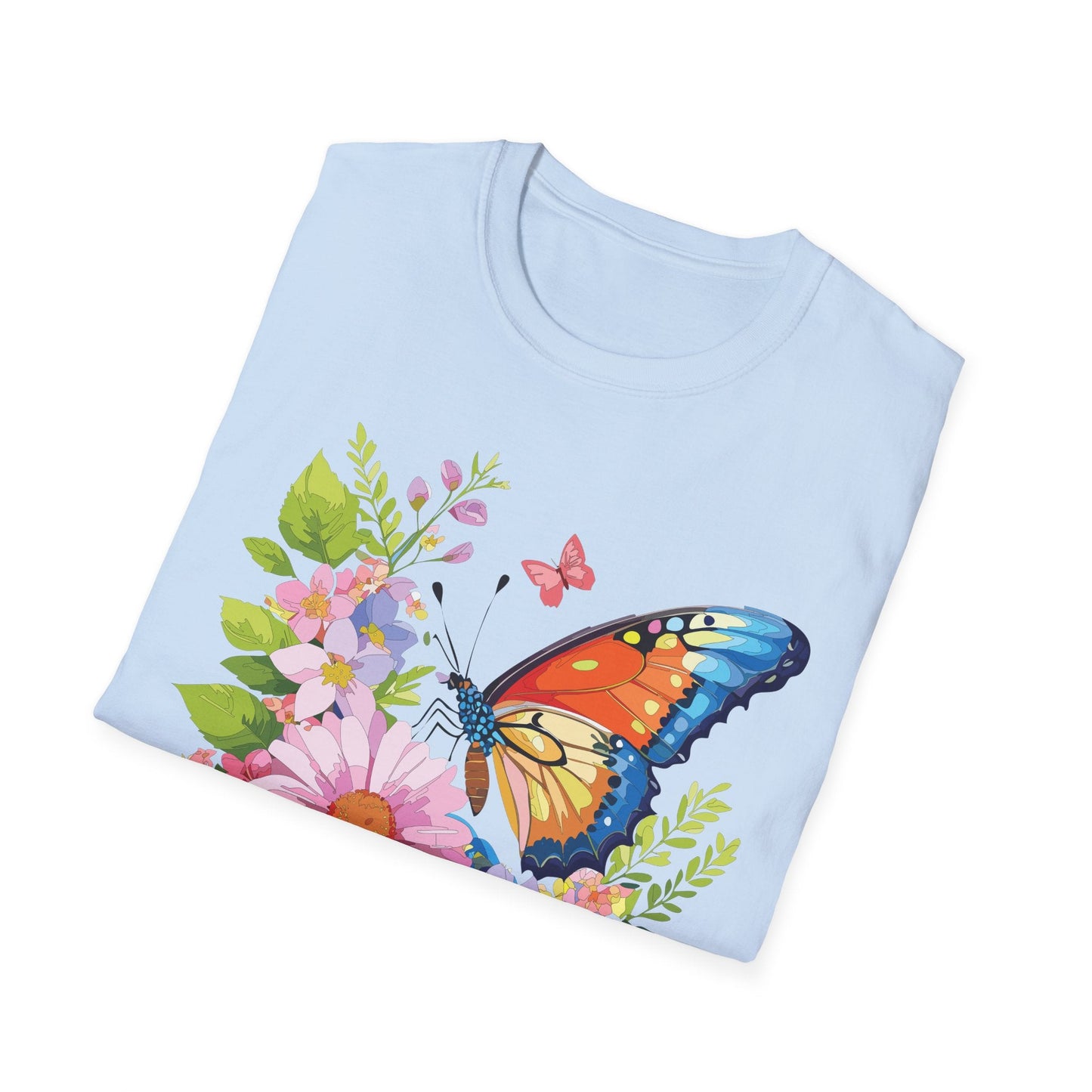 Butterfly T Shirt Unisex Short Sleeve Gildan Softstyle 64000 Monarch Butterfly Design Graphic