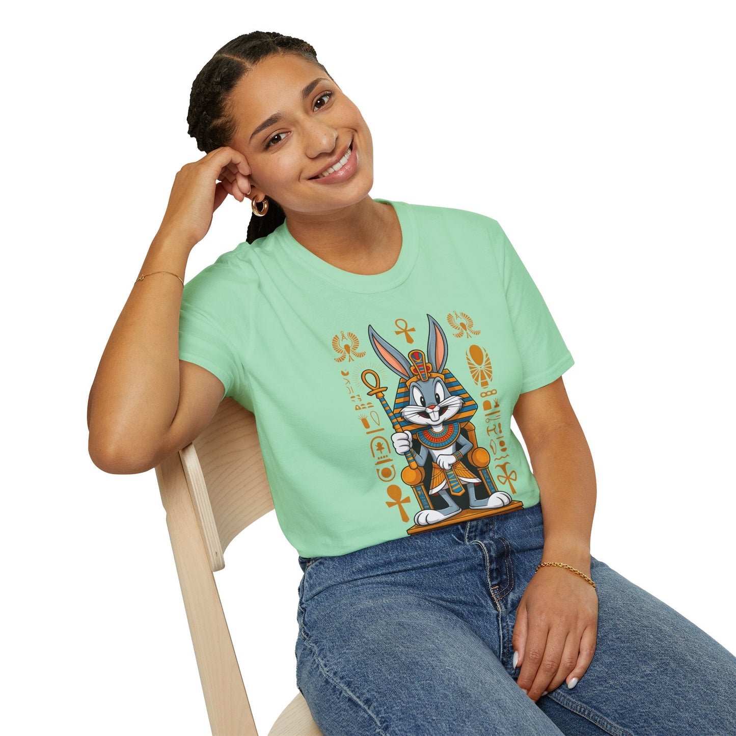 Cartoon Bunny Graphic Unisex Cotton Animal Animation Artwork Design Tee 45