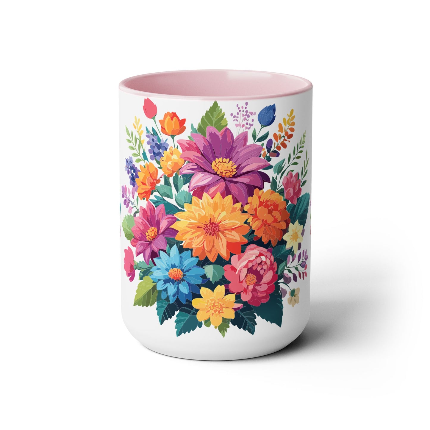 Tazas de café de dos tonos con flores