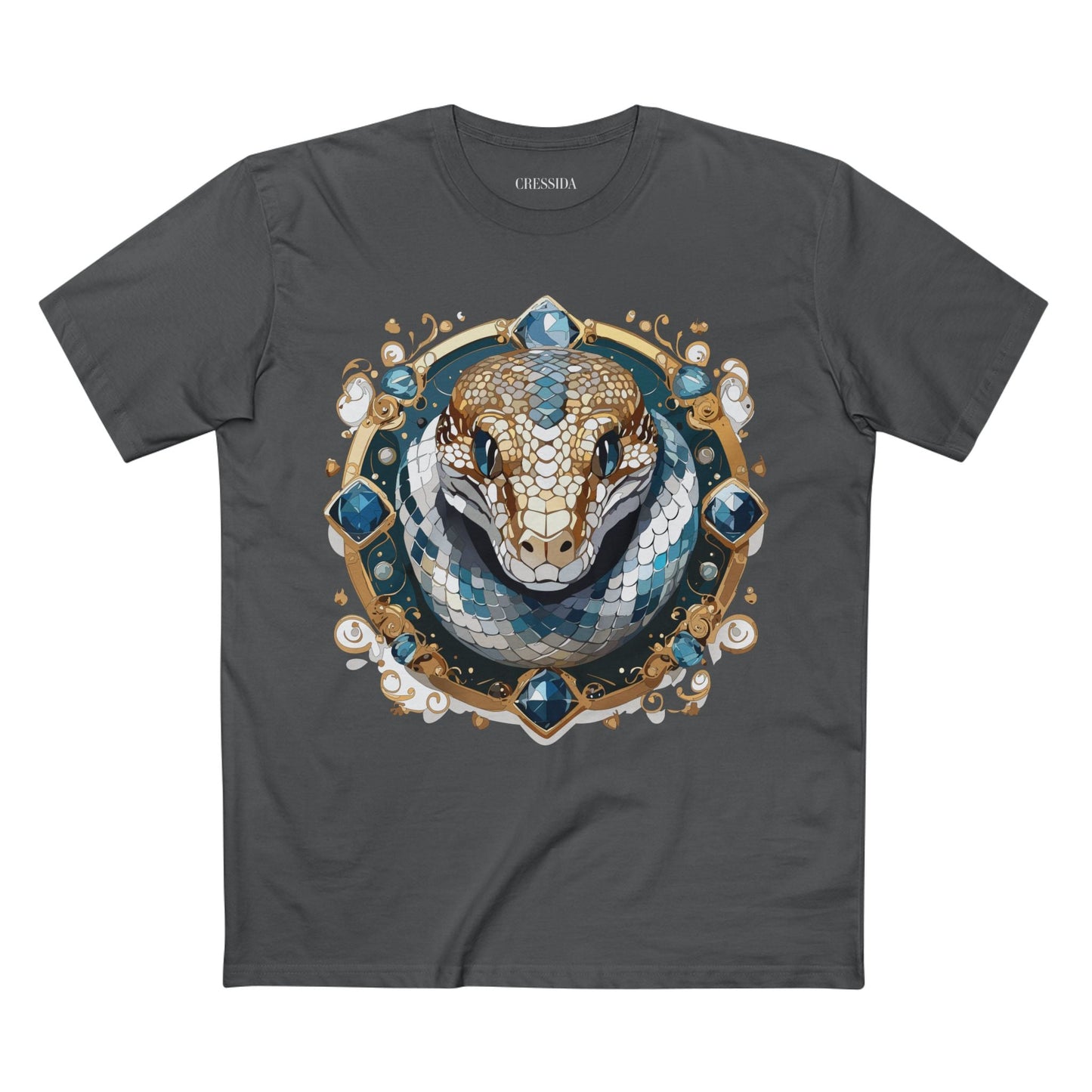 Snake Graphic Unisex 100 Cotton Tee With Unique Animal Golden Medallion Art Design 42
