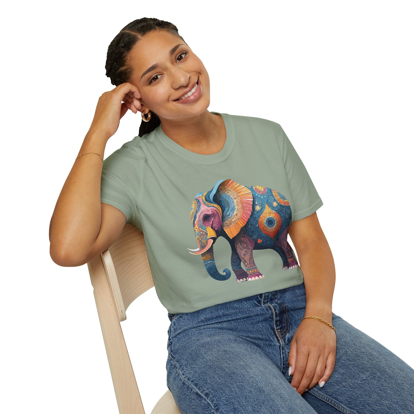 Elephant T Shirt Unisex Gildan Softstyle 64000 Tee With Animal Elephant Graphic Artwork