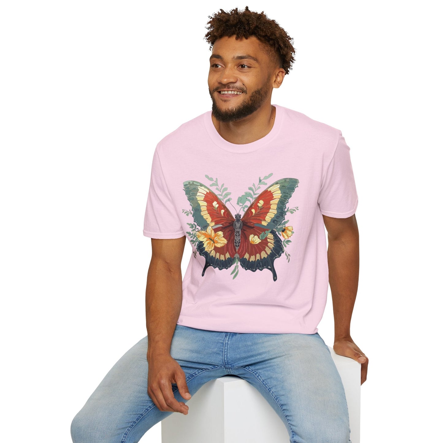 Butterfly T Shirt Unisex Gildan Softstyle 64000 Comfort Monarch Design 100 Percent Cotton
