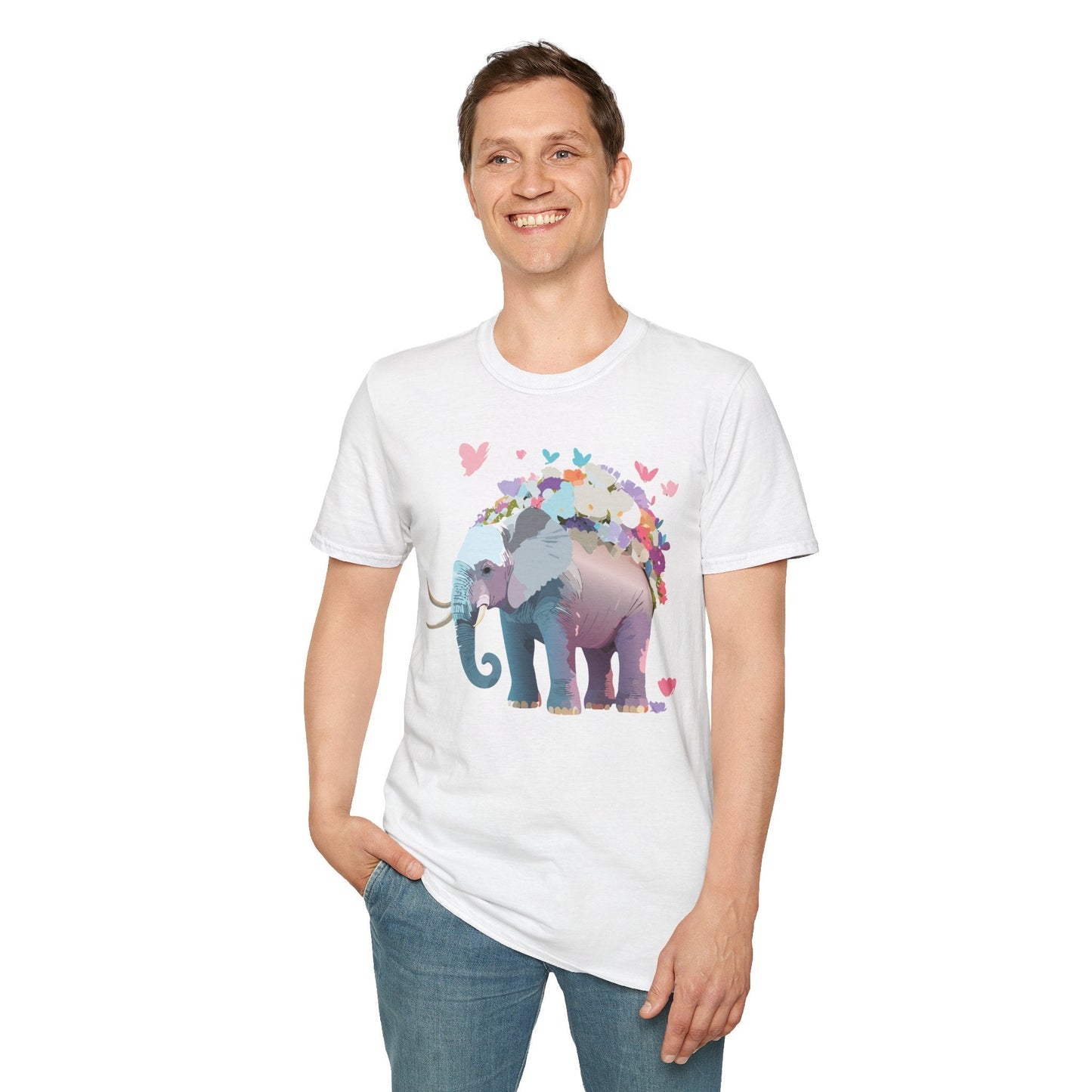 Elephant Graphic T Shirt Unisex Cotton Softstyle Tee Gildan 64000 Elephant Design For Animal Lovers