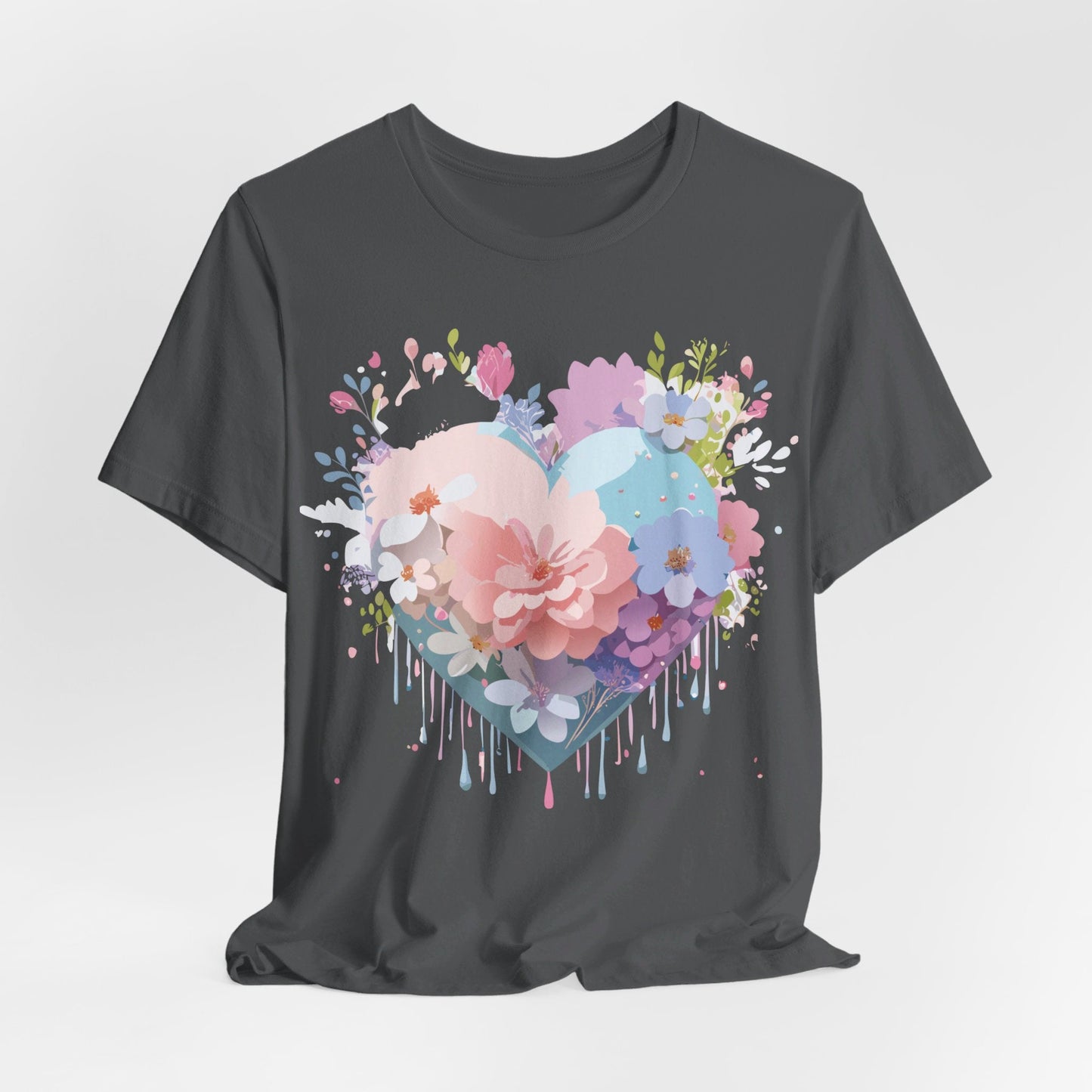 Valentine Day Graphic Unisex 100 Cotton Vintage Artwork with Love and Flower Design Tee 32