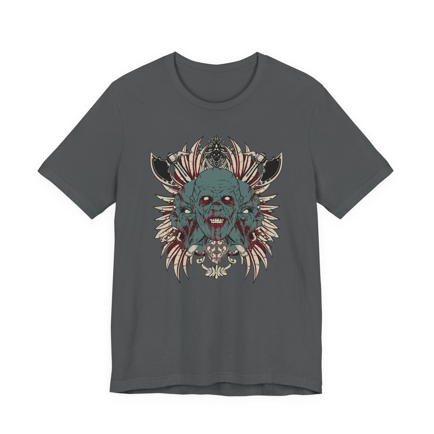 Zombie Skull Mandala T-Shirt Horror Graphic Tee, Gothic Skull Art-54-2