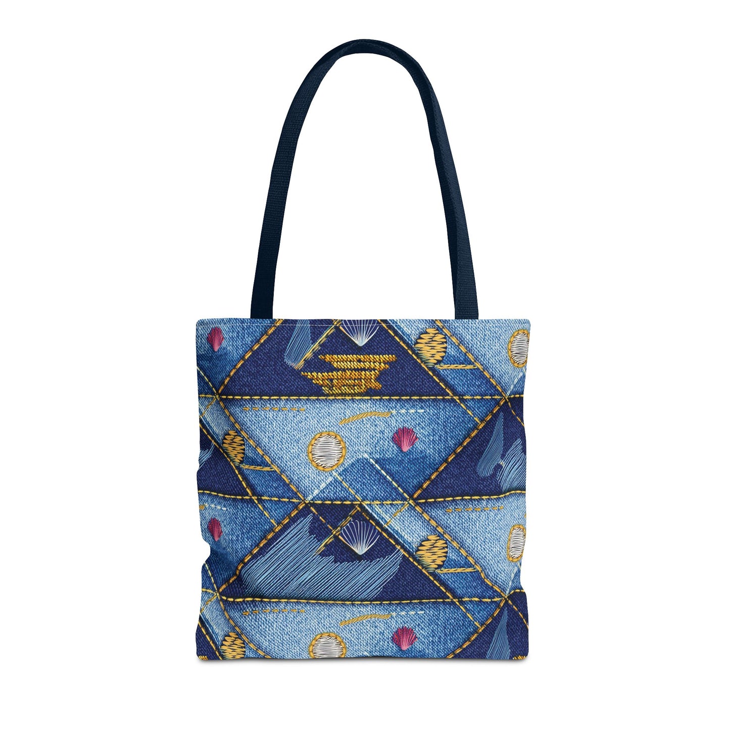 Denim Fabric Imitation Print Unisex Canvas Bag Poly Spun 3 Sizes Tote Bag 182-23