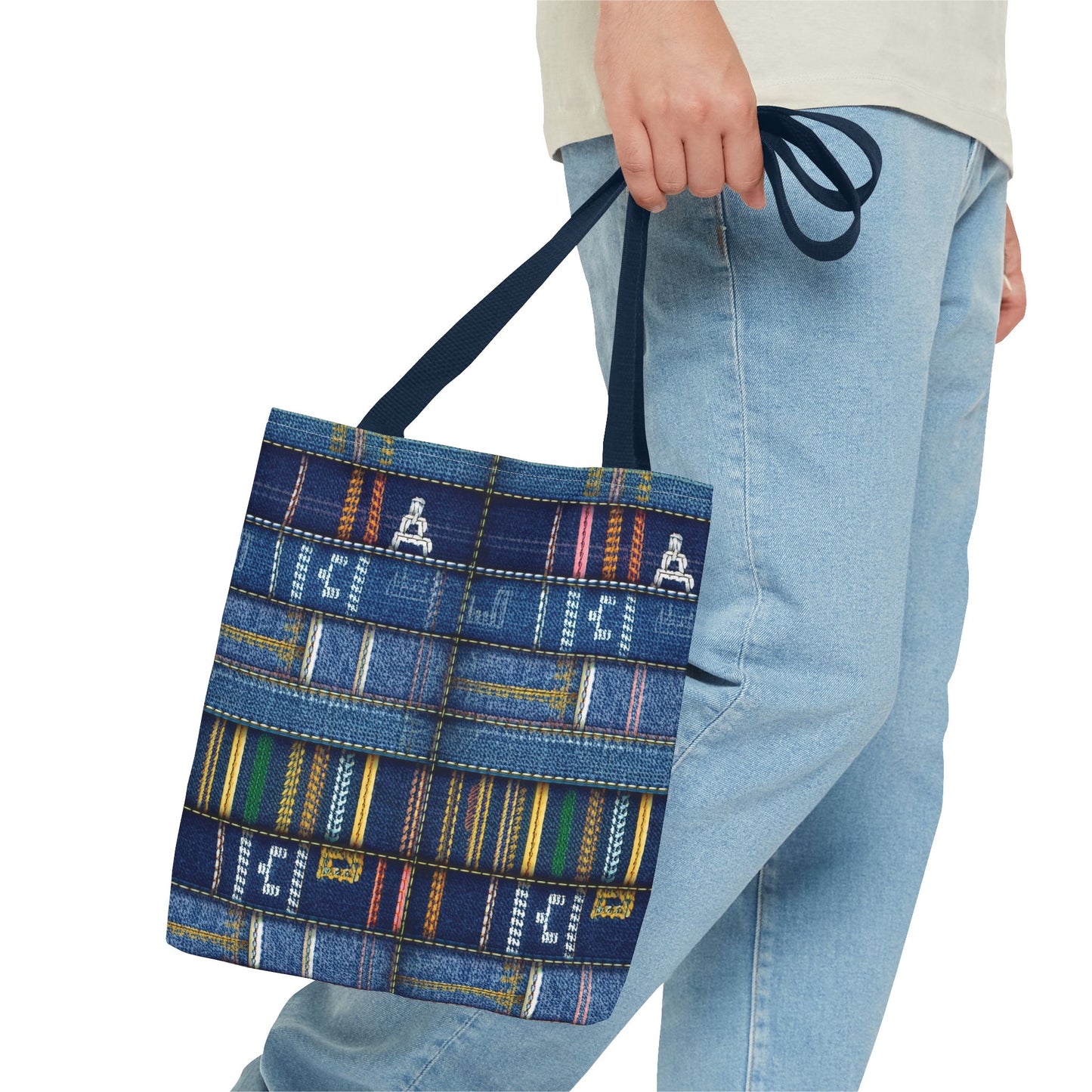 Denim Fabric Imitation Print Unisex Canvas Bag Poly Spun 3 Sizes Tote Bag 187