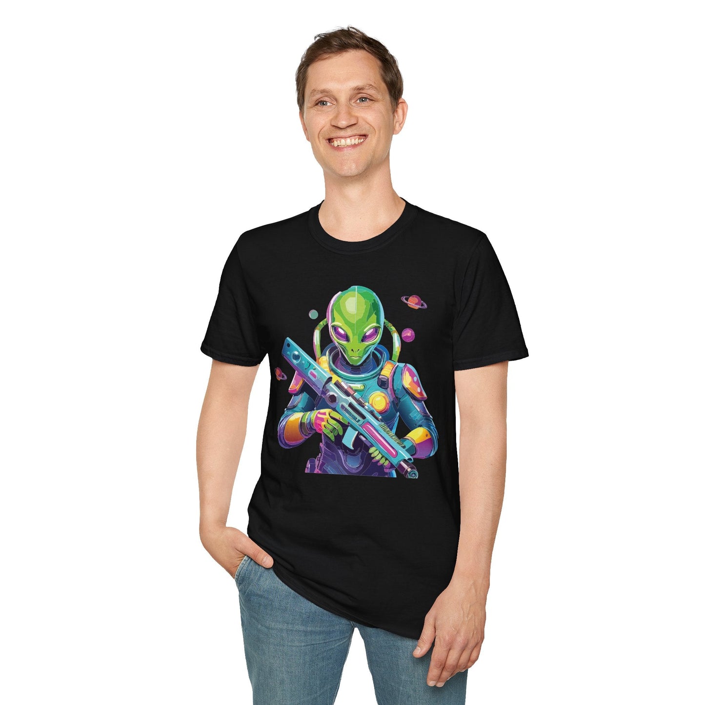 Alien Graphic Unisex Cotton Softstyle UFO Artwork Tee 8