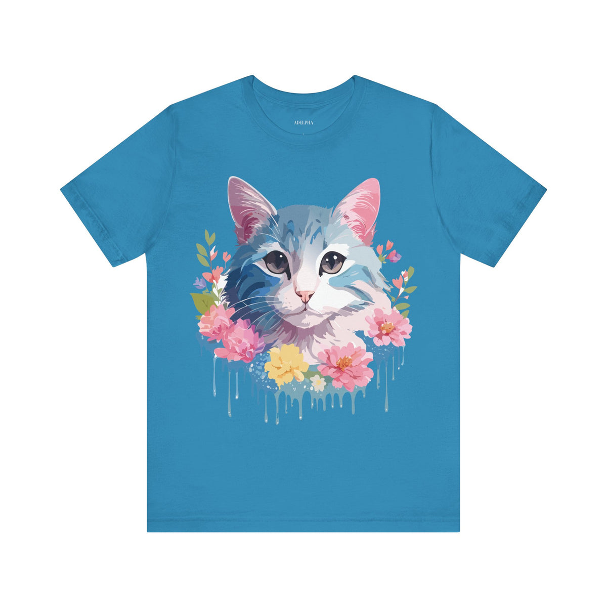 Cat Graphic Unisex Cotton Bella+Canvas Tee with Art Animal Design e105