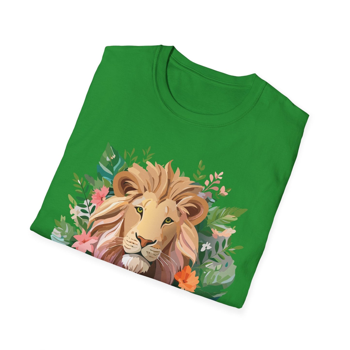Lion Shirt Unisex Floral Lion Tee Animal Print Short Sleeve Tee