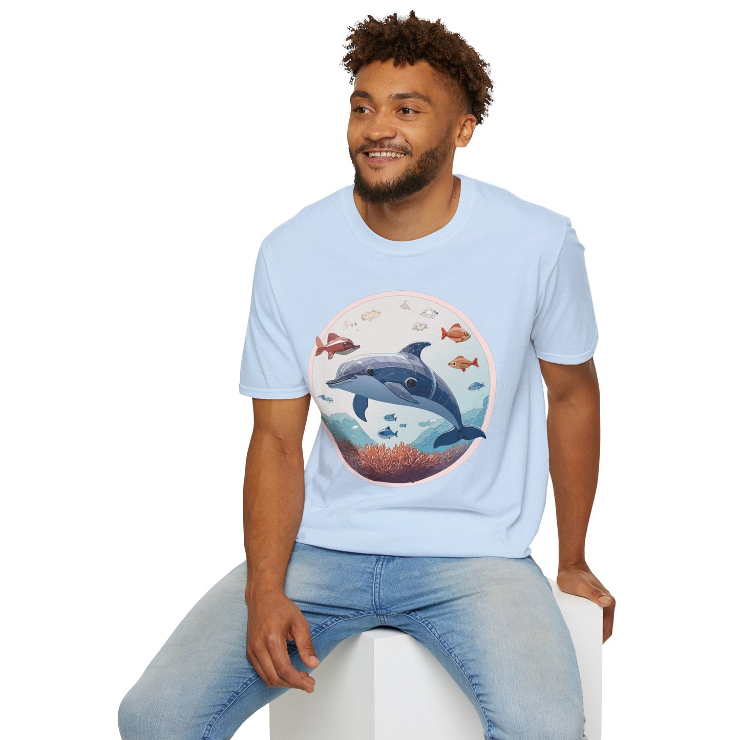 Dolphin Shirt Unisex Softstyle Tee One Hundred Percent Ring Spun Cotton Lightweight Comfort