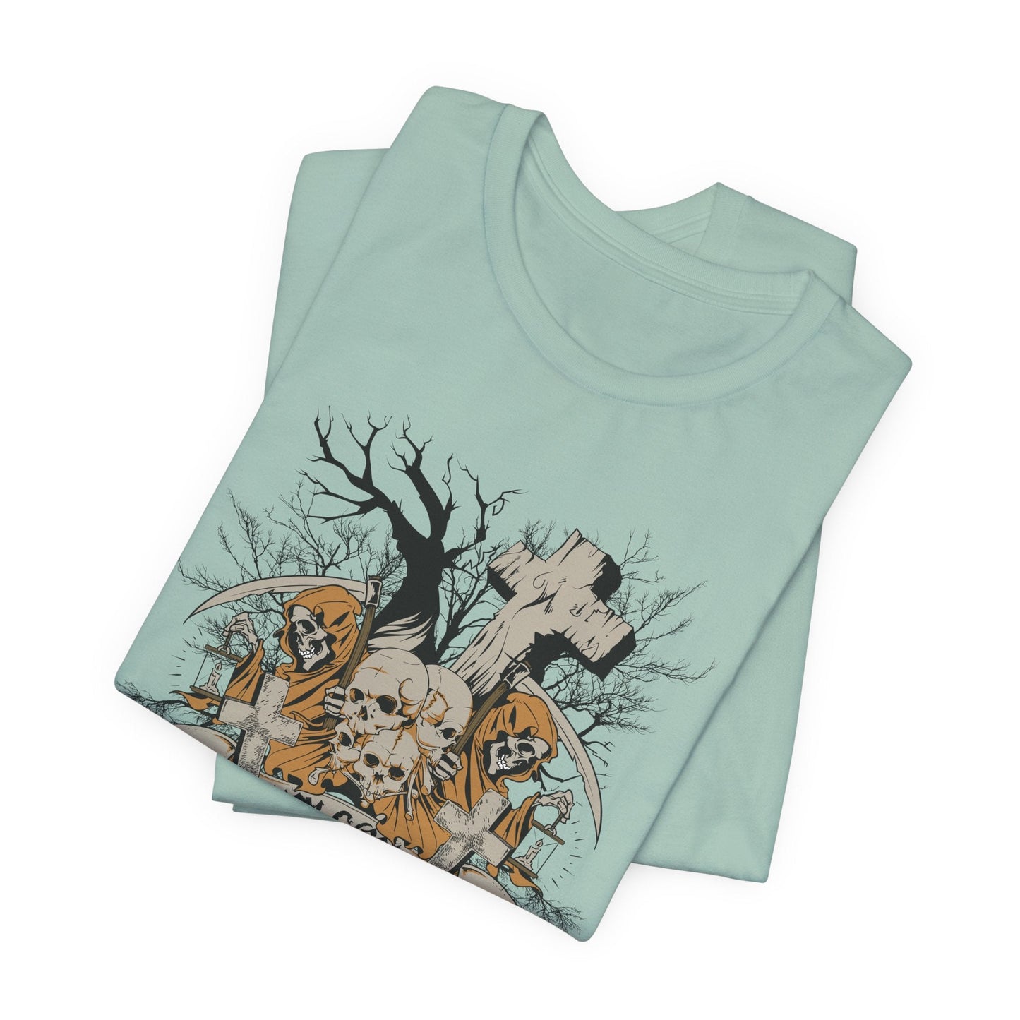 Skull Halloween Graphic Design Unisex Cotton T-Shirt Art-50
