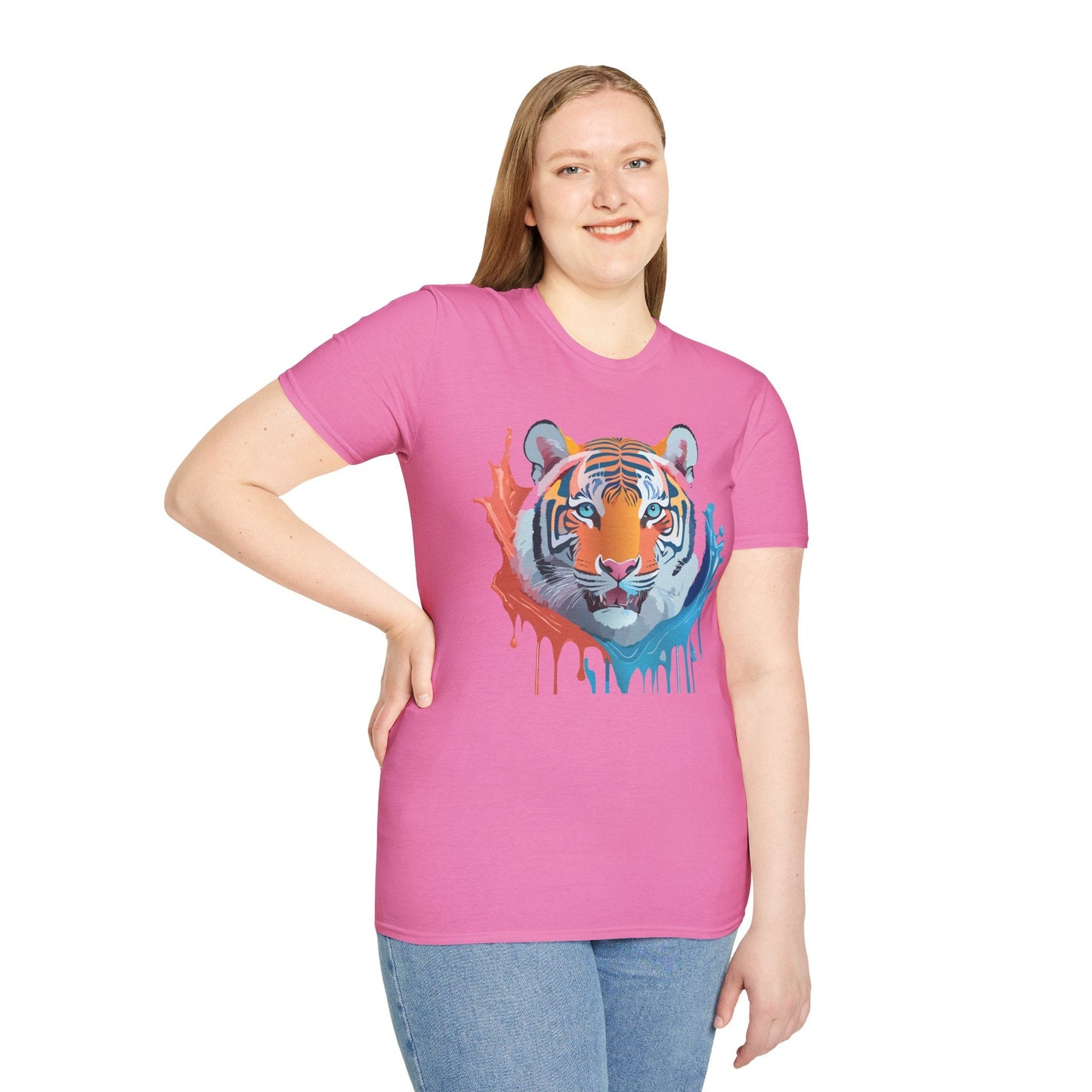 Unisex Tiger Tee Gildan Softstyle Animal Print Shirt Ring Spun Cotton