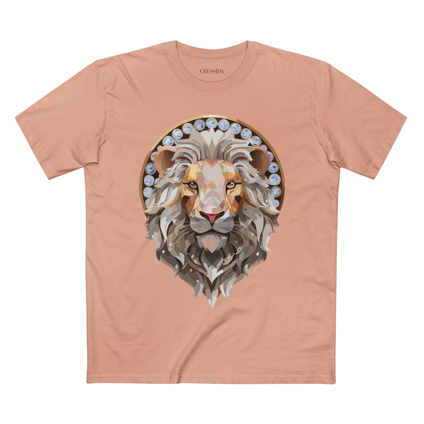 Lion Graphic Unisex 100 Cotton Tee With Unique Animal Golden Medallion Art Design 8