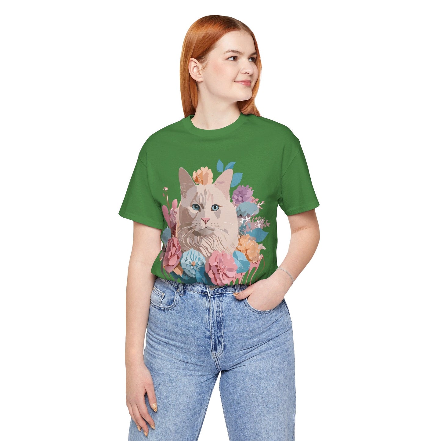Cat Graphic Tee Unisex Short Sleeve Shirt By Adelpha Vintage Art Design