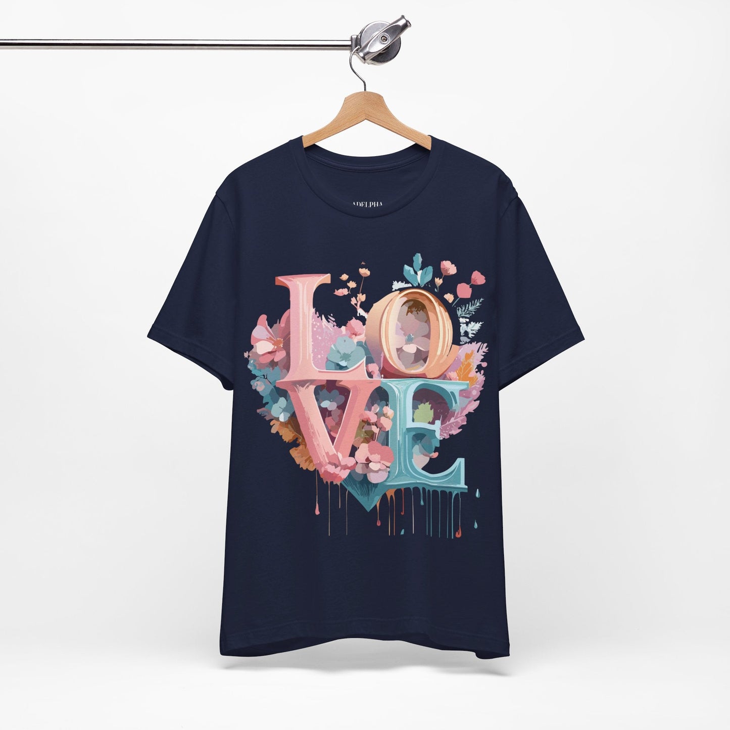 Valentine Day Graphic Unisex 100 Cotton Vintage Artwork with Love and Flower Design Tee 52