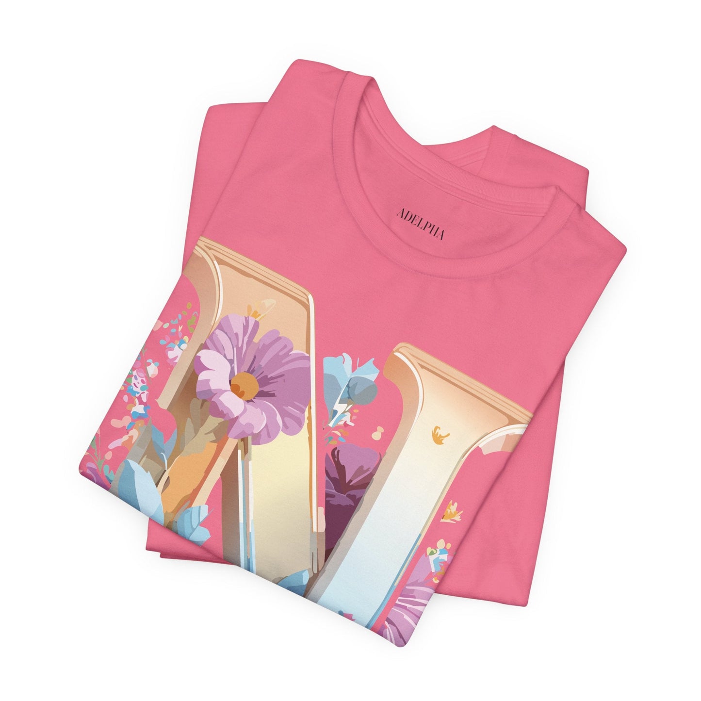 Letter N Shirt Graphic Tee Unisex Jersey Short Sleeve Vintage Style Adelpha Art Design