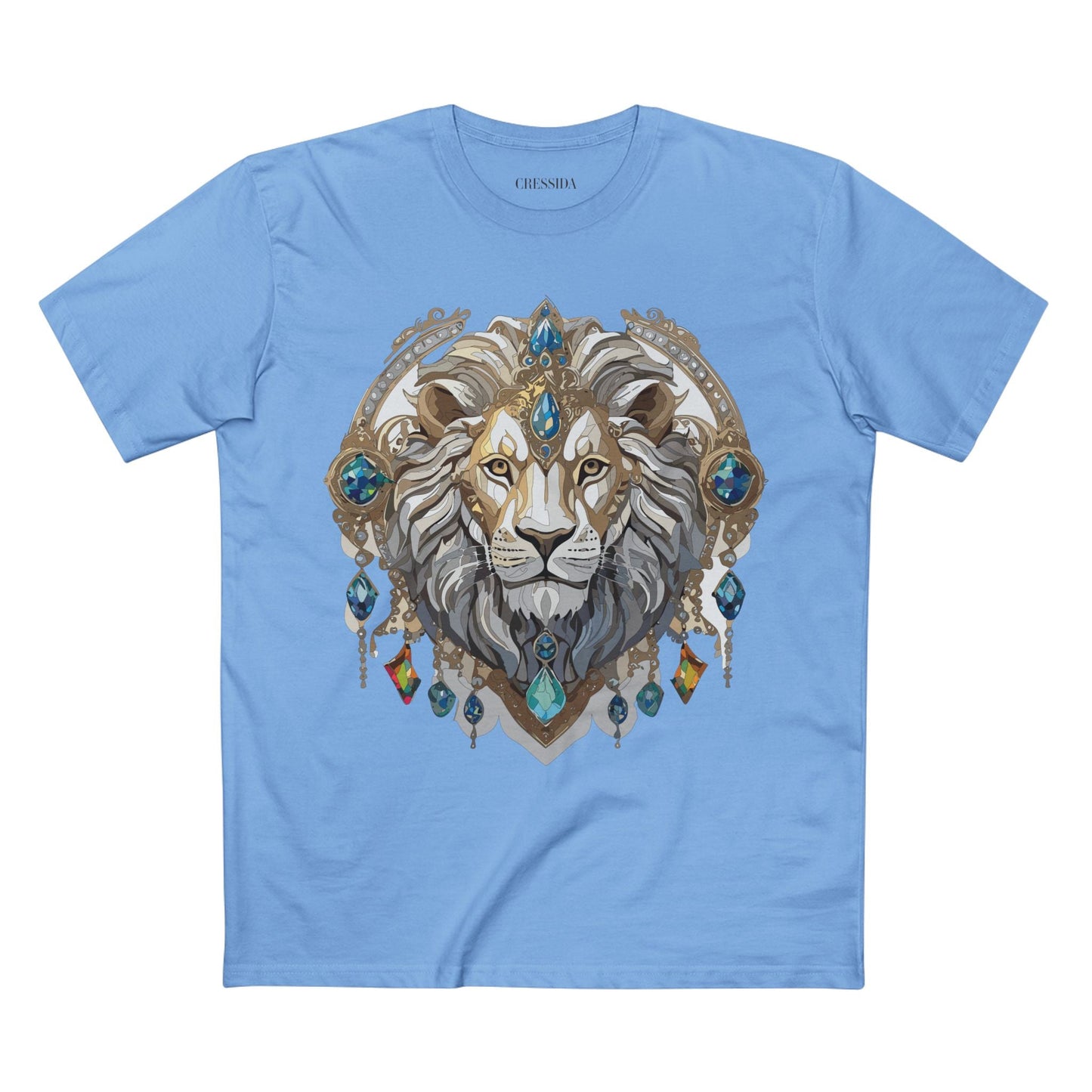 Lion Graphic Unisex 100 Cotton Tee With Unique Animal Golden Medallion Art Design 58