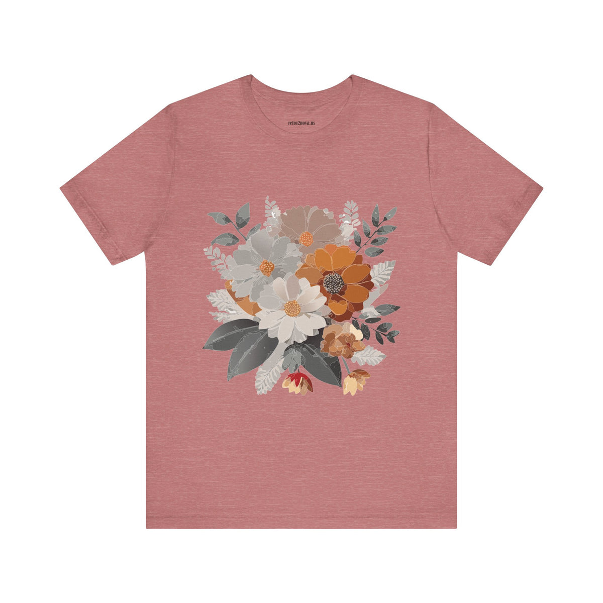 Floral Graphic Unisex Cotton Bella+Canvas Tee with Flowers Design ab12