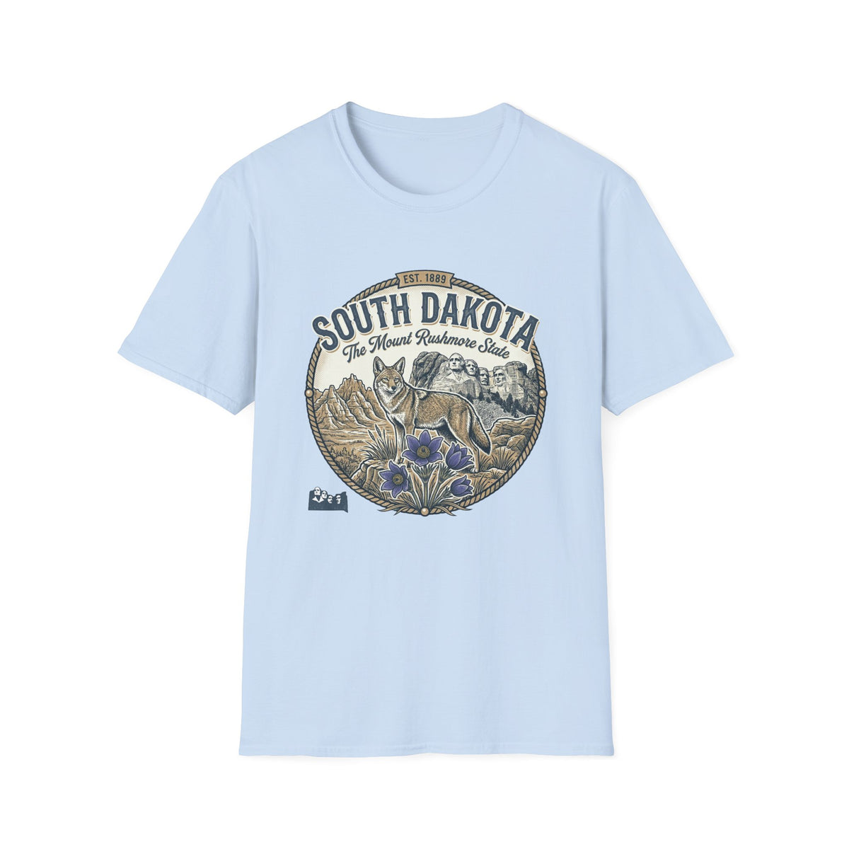South Dakota Wildlife Tee – State Prairie Flowers Travel Tourist Graphic Tee Unisex 100 Cotton Gildan T-Shirt