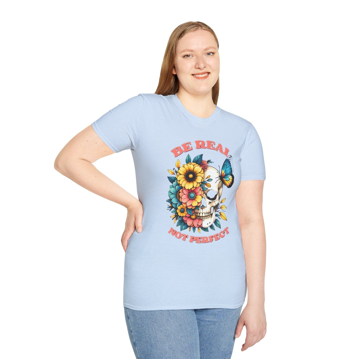Gildan Skull Tee Shirt Unisex Skeleton Print Tee 100 Percent Ring Spun Cotton Softstyle