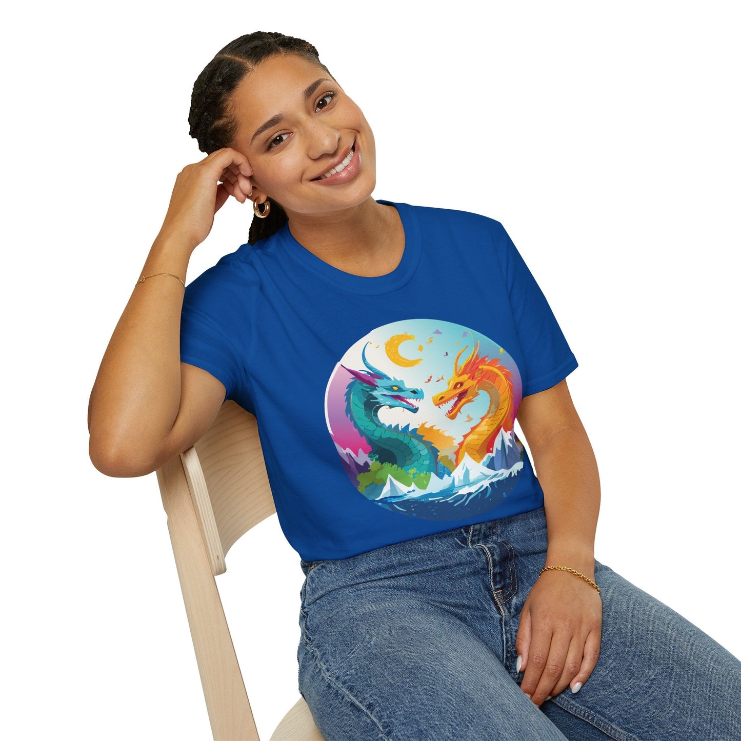 Dragon T Shirt Unisex Gildan Softstyle 64000 Tee Dragon Artwork Animal Print Shirt