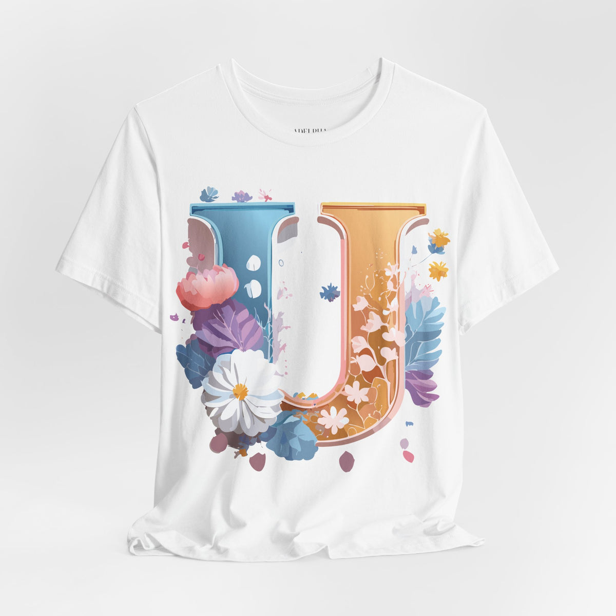 Letter U Graphic Unisex Cotton Bella+Canvas Tee with Art Letter Design