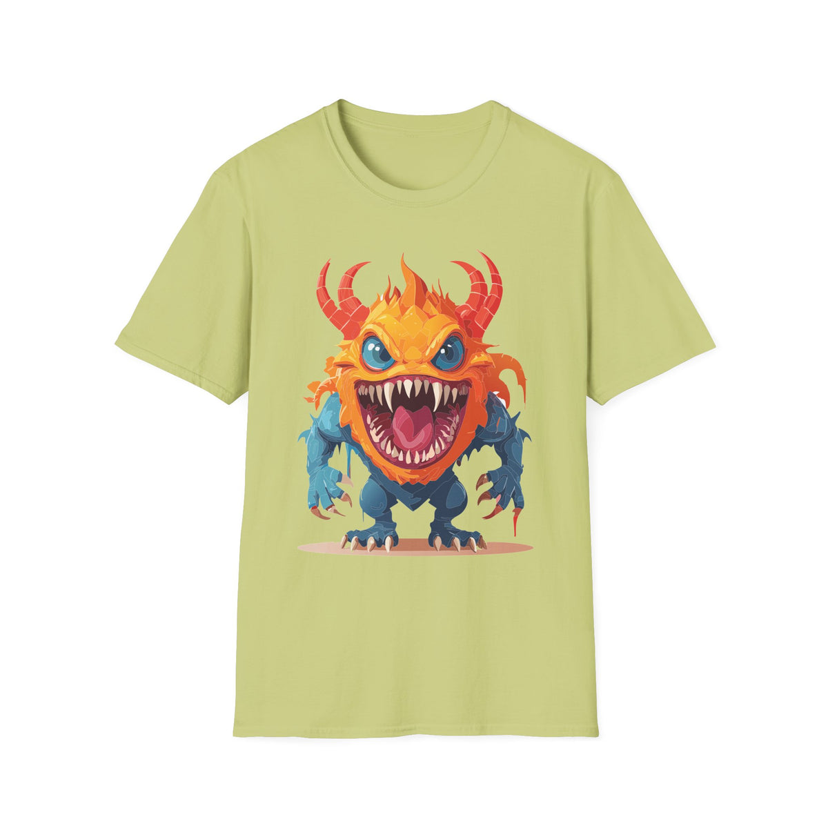 Monster T-Shirt — Colorful Fierce Creature Cartoon Graphic Tee Unisex 100 Cotton Gildan T-Shirt