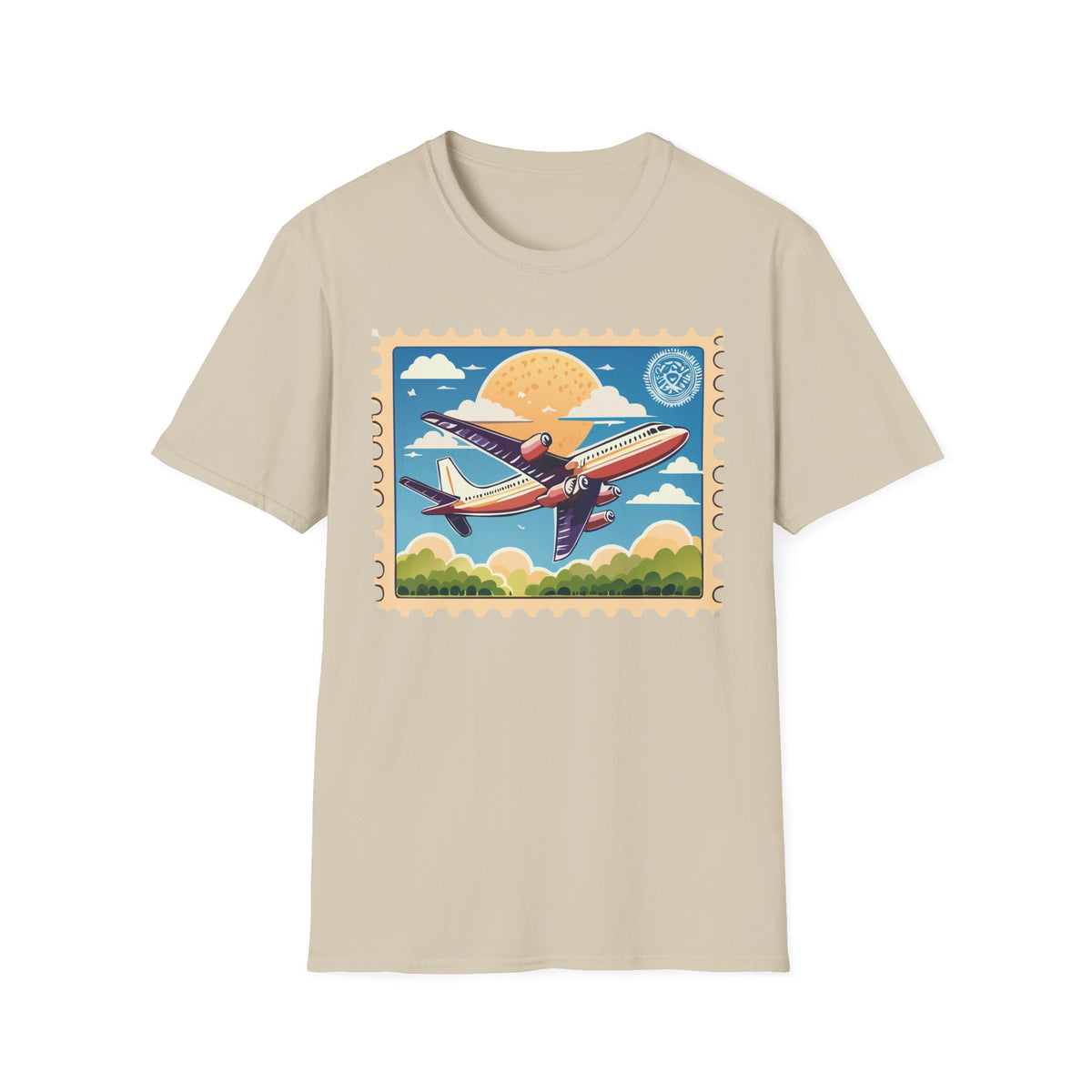 Vintage Airplane Stamp design T-Shirt | Retro Travel Aviation Tee