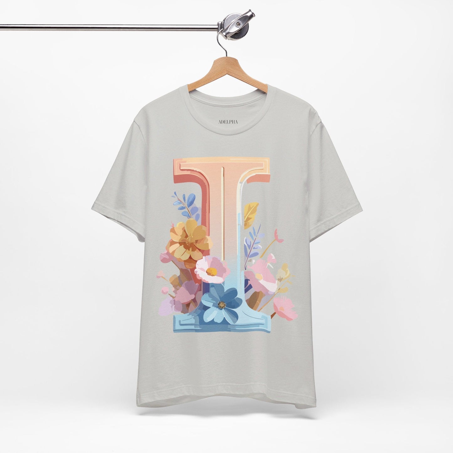 Vintage Inspired Letter I Shirt Unisex Graphic Tee Short Sleeve by Adelpha Premium