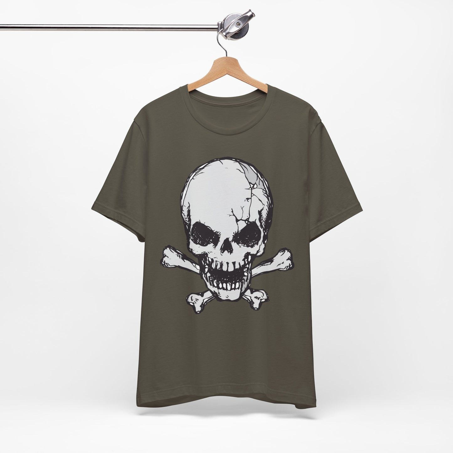 Grey Skull Graphic Design Tee, Skull Shirt, Vintage Tees, Art Design T-Shirt, Vintage Graphic Tee, Art Shirts with Skulls