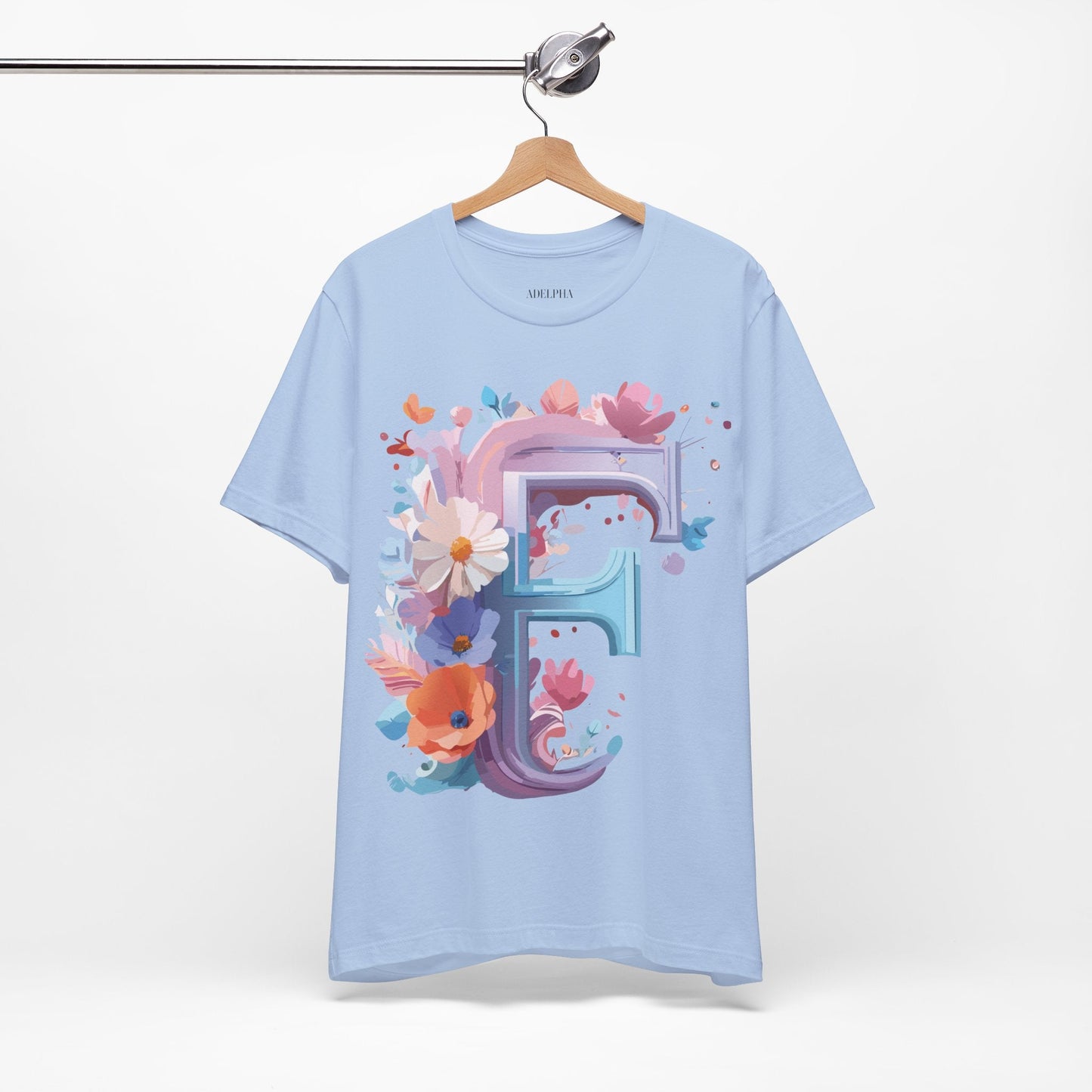 Letter F Graphic Tee Unisex Vintage Style Shirt Featuring Adelpha Artwork Premium Short Sleeve