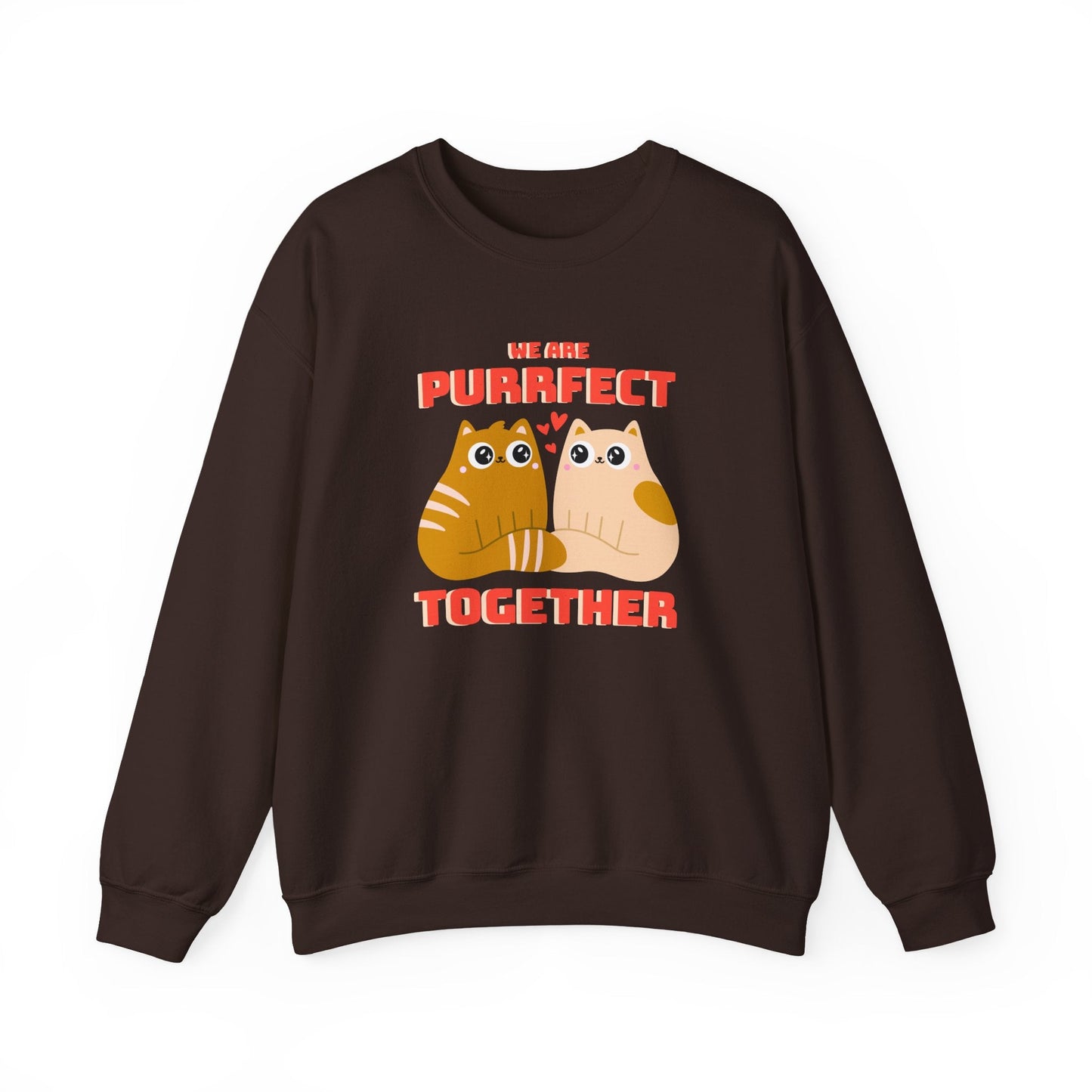 Cat Heart Sweatshirt Unisex 50/50 Cotton-Poly Blend Valentine Gift For Cat Lovers