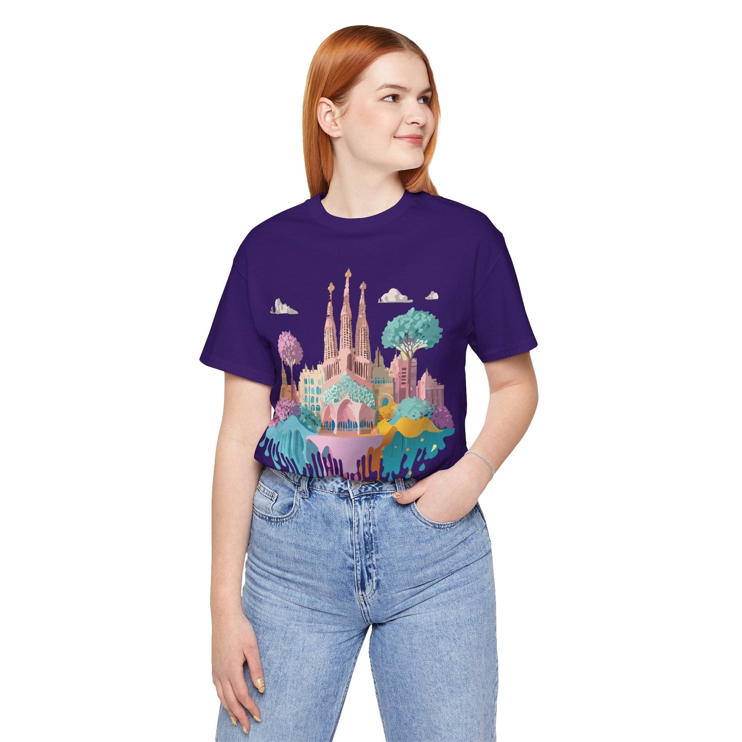 Barcelona Tourist Shirt Unisex Graphic Tee Featuring Original Vintage Art Adelpha