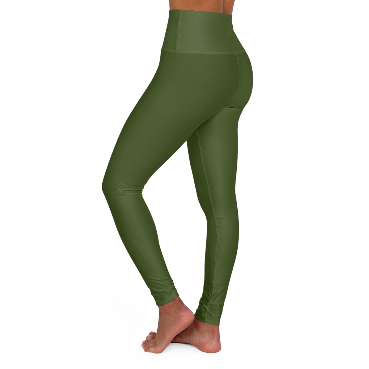 Olive Leaf Color High-Waist Yoga Leggings Women's Seamless Poly-Span Stretchy Pants XS-2XL
