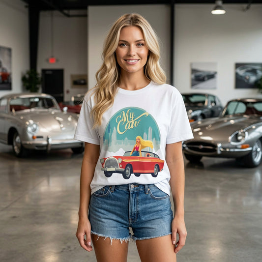 Retro Car Vintage Graphic Tee Staple Unisex 100 Cotton Tee Shirt - RC-13