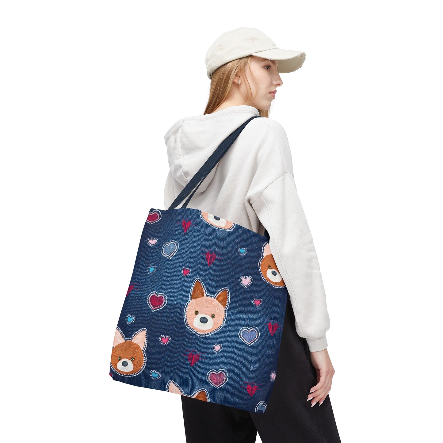 Love Day Graphic Design Denim Fabric Imitation Print Unisex Canvas Bag POLY 3 Sizes Tote Bag 201-5