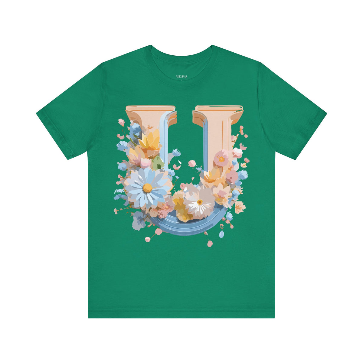 Letter U Graphic Unisex Cotton Bella+Canvas Tee with Art Letter Design